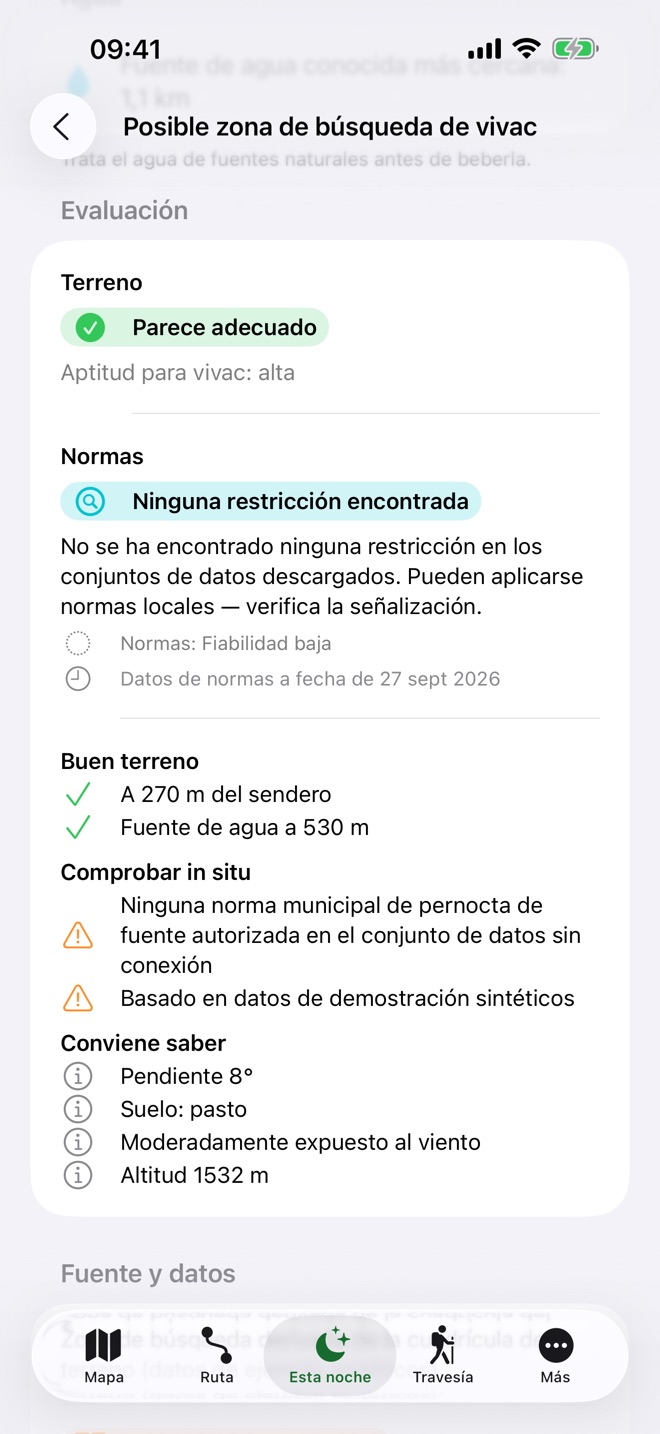 La comprobación de un punto, que explica el terreno y las normas por separado